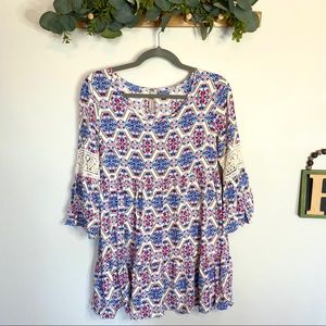 Entro Lace Boho Flare Mini Dress